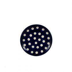 Round Tea Bag/Trinket Dish - Blue Eyes/Blue With White Spots - 10cms - 0262-0070AX - Polish Pottery