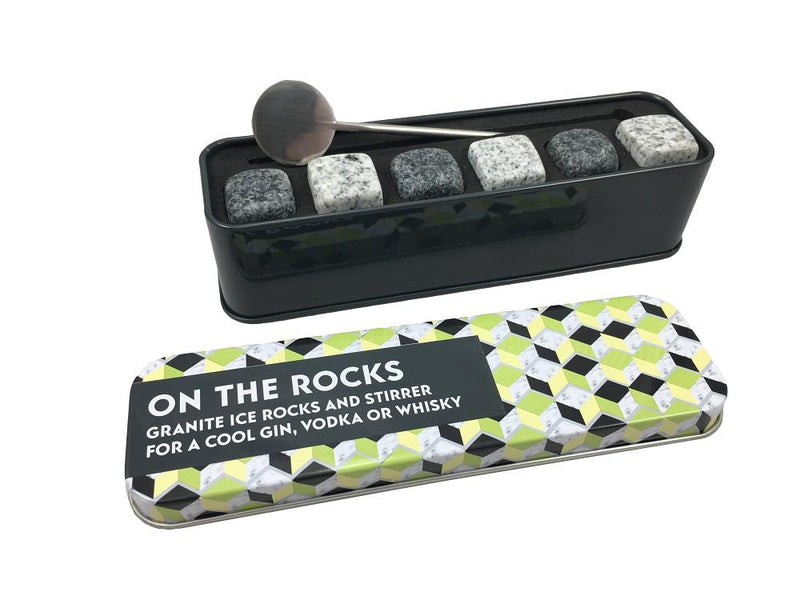 Apples To Pears - Gift In A Tin - On The Rocks - 6 x Granite Ice Rocks & Stirrer