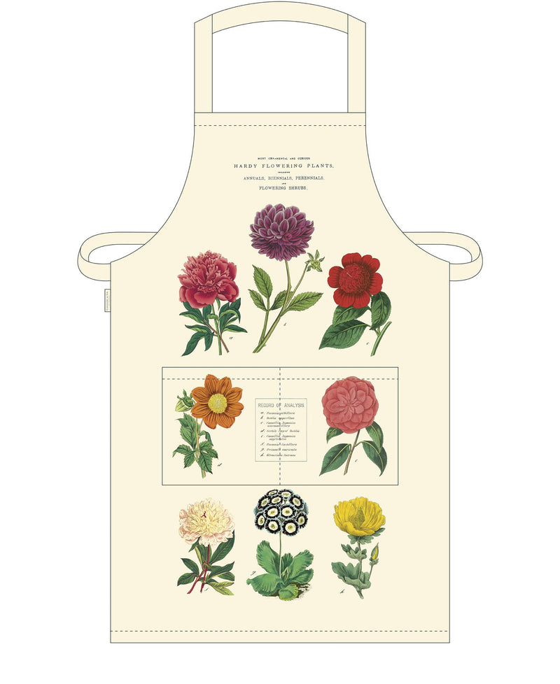 Cavallini - 100% Natural Cotton Vintage Apron - 48x80cms - Botanica/Flowering Plants