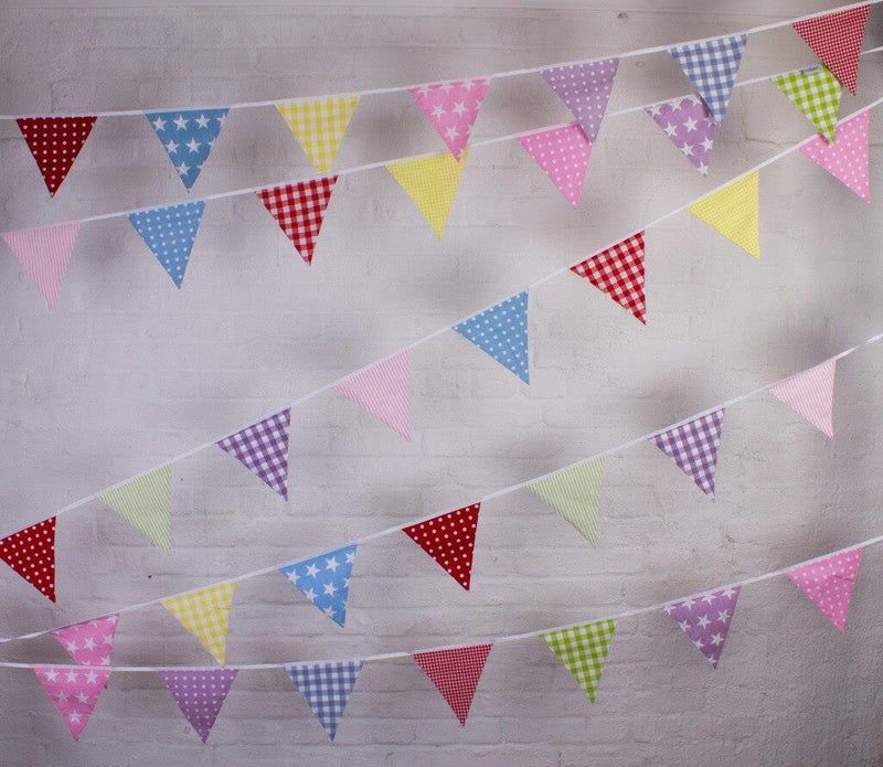 100% Cotton Bunting - Neapolitan - 10m/33 Double Sided Flags - The Cotton Bunting Company