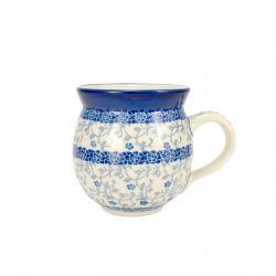 Small Round Mug - Tiny Blue Flowers - 240ml - 0005-1952X - Polish Pottery