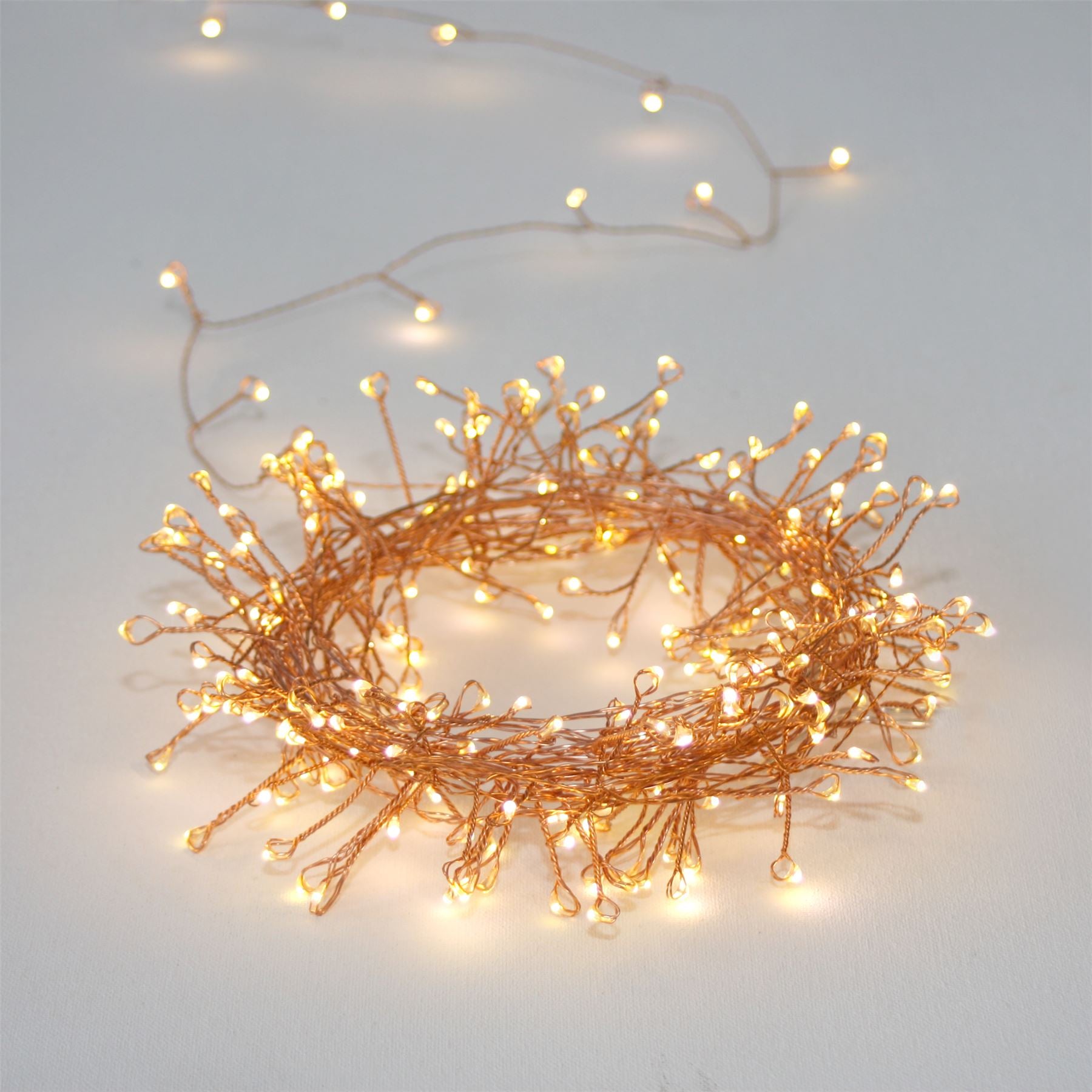 Copper Cluster - 300 LED Indoor/Outdoor Light Chain 15m - Mains Powere ...