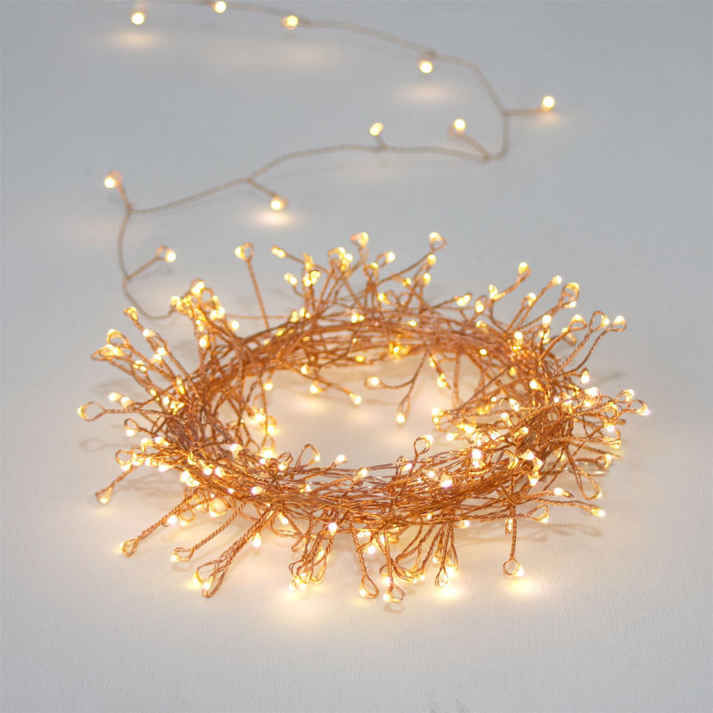 Copper Cluster - 300 LED Indoor/Outdoor Light Chain 15m - Mains Powered