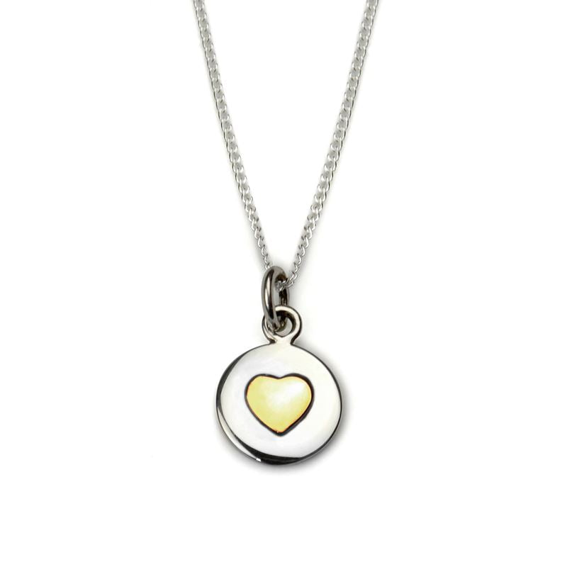 Sterling Silver - Love Circle Necklace - Gold Heart - Tales From The Earth - Presented In Pale Blue Gift Box