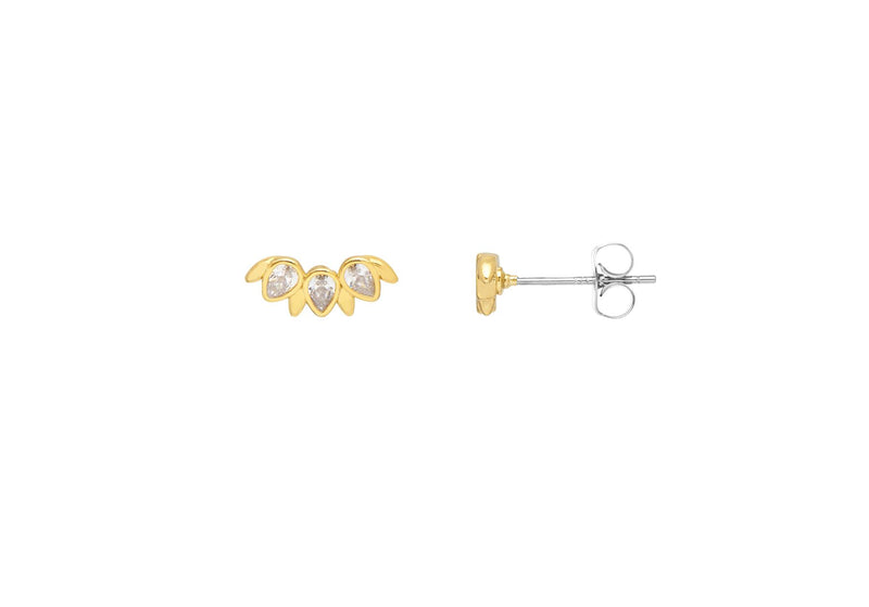 Petal Cubic Zirconia Crawler Earrings - Gold Plated - Estella Bartlett