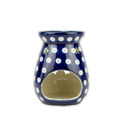 Aromatherapy Oil Burner - Blue Eyes/Blue With White Spots - Star Light Holes - D08-0070AX - 11cms - Polish Pottery