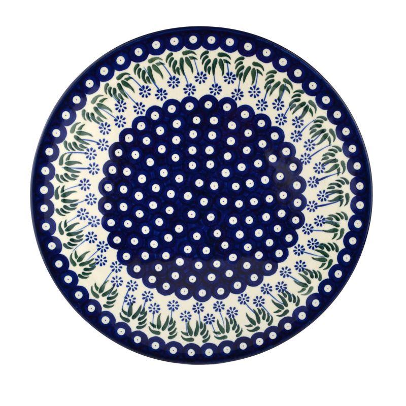 Pizza Platter 33cms - Daisies & Blue Spots - D53-0377EX - Polish Pottery