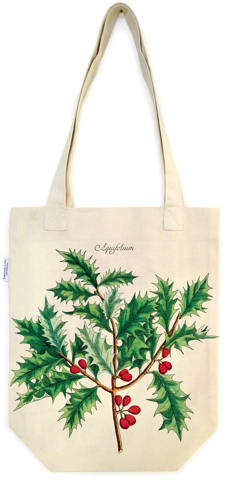 Cavallini - 100% Natural Cotton Vintage Tote Bag - 33x40.5cms - Christmas Holly
