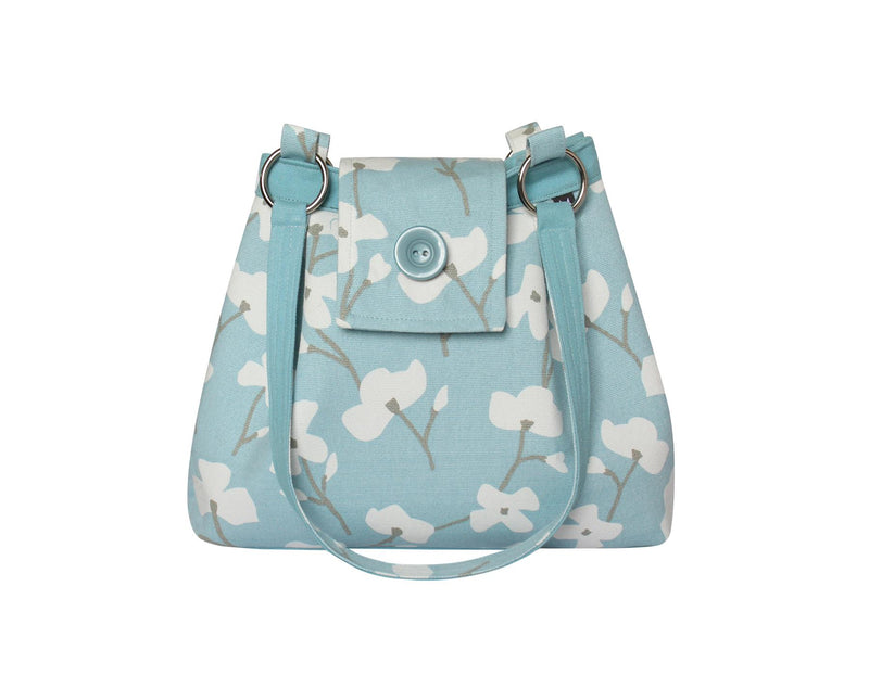 Earth Squared - Ava Bag - Canvas Shoulder Bag - Spring Blossom - Pale Blue - 38x25cms