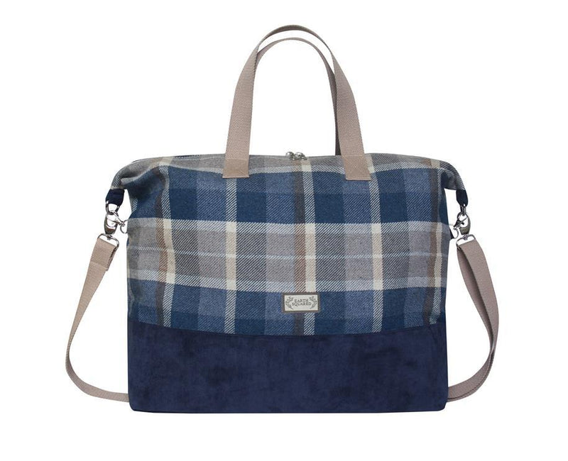 Earth Squared - Tweed Weekend Bag/Cabin Bag - Tweed Wool - Bass - Navy Blue & Grey - 57x40x18cms