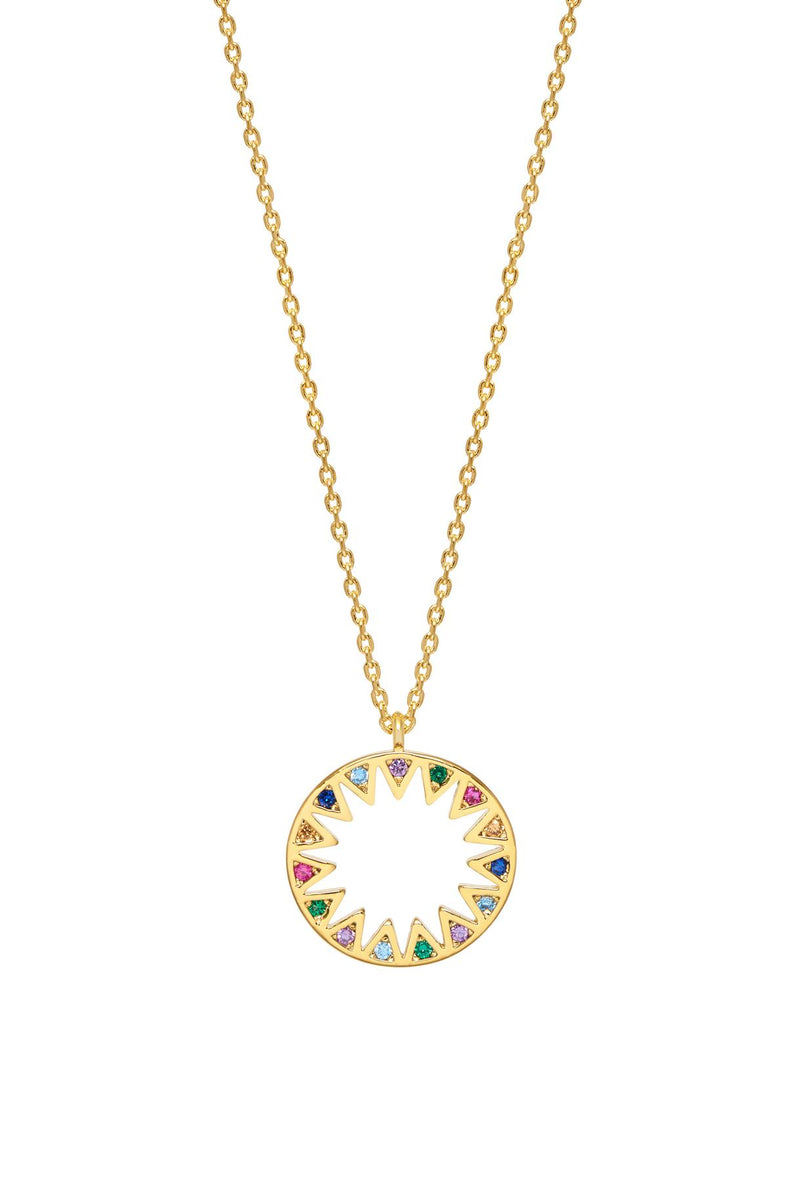 Rainbow Sunshine Cubic Zirconia Necklace - Gold Plated - Live As You Dream - Estella Bartlett
