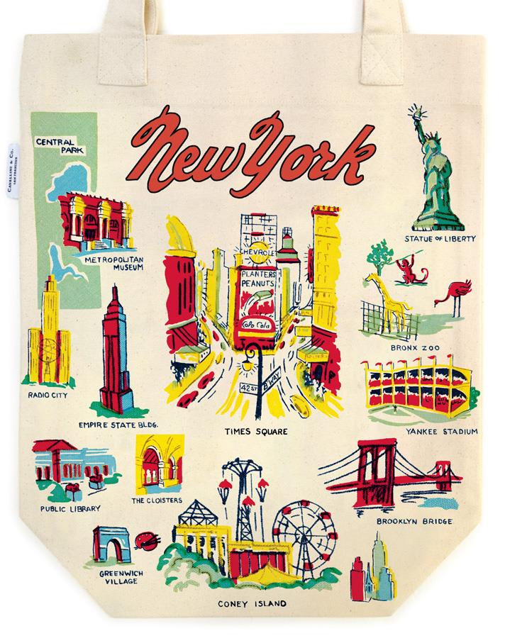 Cavallini - 100% Natural Cotton Vintage Tote Bag - 33x40.5cms - New York City Icons
