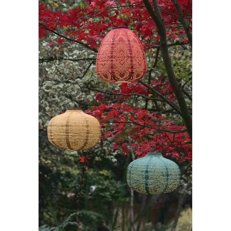 Solar Lantern - LED Outdoor Hanging & Table Light - Sold Individually - Pink/Orange Dome