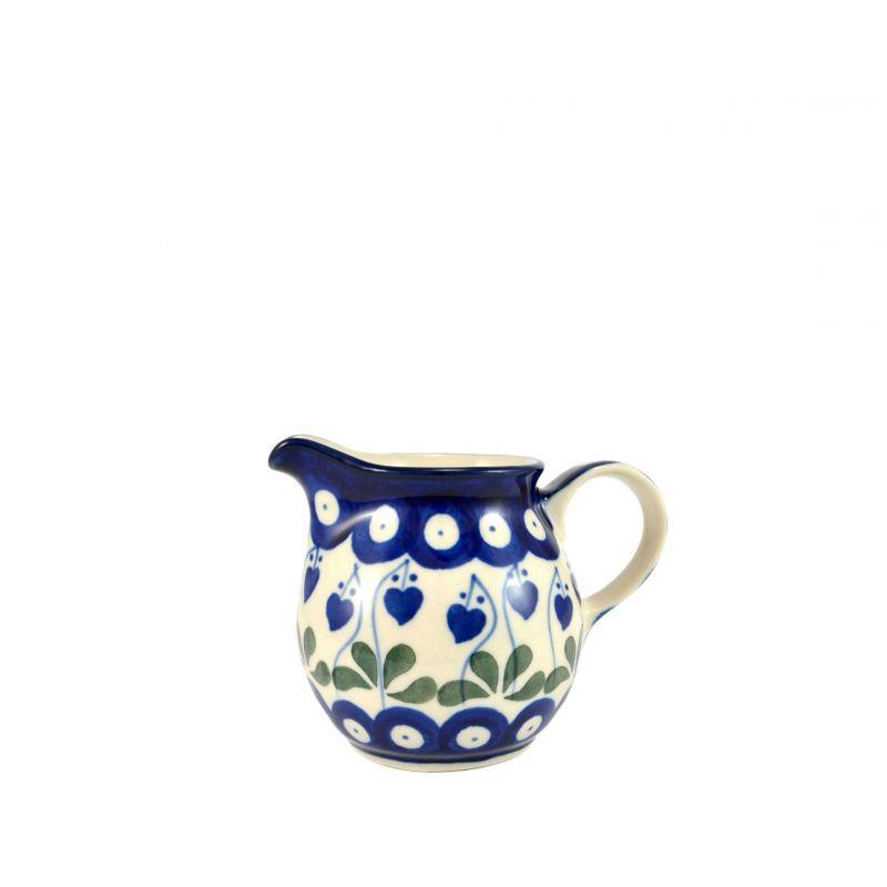 Creamer Milk Jug - Blue Dots With Flower Buds - 200ml - 0286-0377OX - Polish Pottery