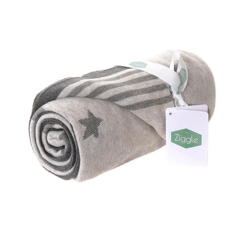 Grey & White Stars Reversible Blanket - 100% Cotton - 75 x 100cms - Ziggle