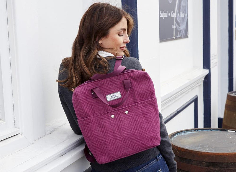 Earth Squared - Printed Canvas Backpack - Plum - 34x33x10.5cms