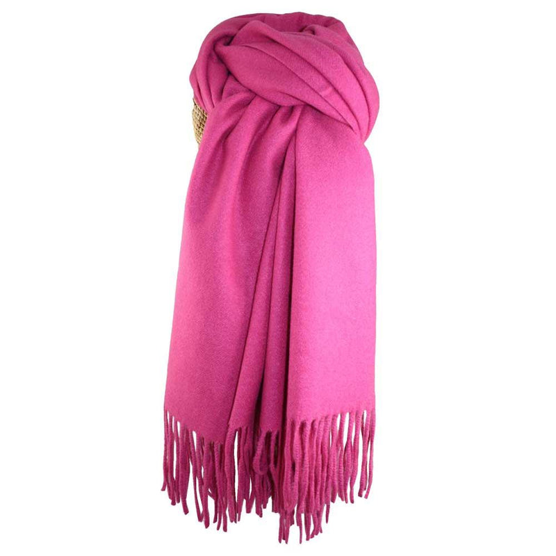 Lua - Cosy Knit Reversible Scarf - Plain - Fuchsia Pink