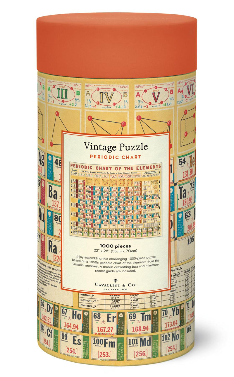 Cavallini - Vintage Jigsaw Puzzle - 1000 Pieces - 55x70cms - Periodic Chart Of The Elements