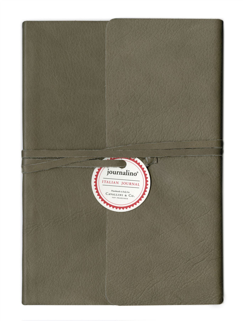 Cavallini - Slim Grey Leather Journalino - Small 5x7ins or Medium 6x8ins - 128 Lined Pages