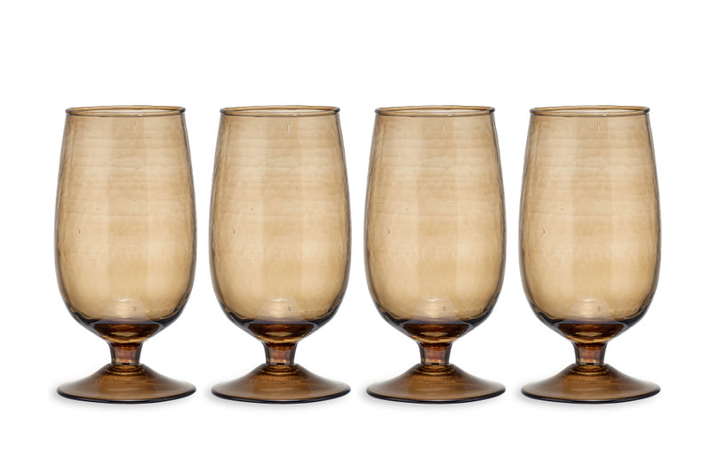 Yala Hammered Wine Glass - Smokey Brown Glass - Set of 4 - Nkuku