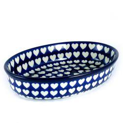 Oval Dish - Hearts - 27x19.5x6cms - 0298-0375JX - Polish Pottery