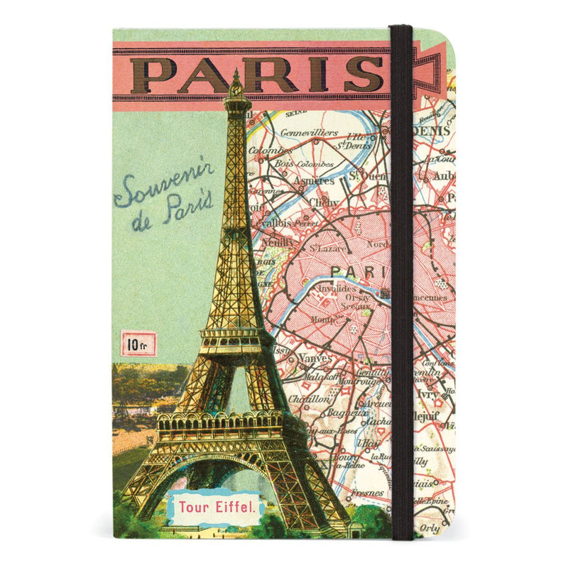 Cavallini - Small Lined Pocket Notebook 4x6ins - Vintage Paris - 256 Pages With Elastic Enclosure