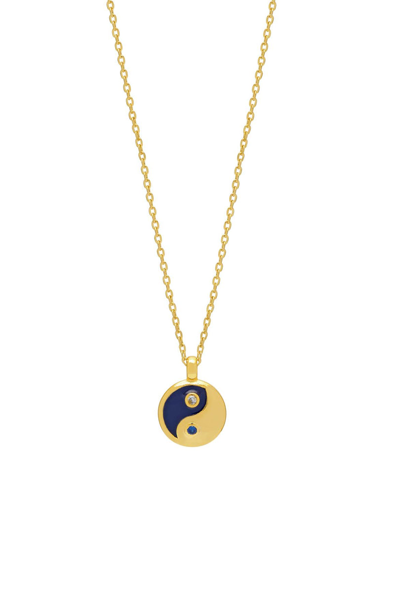 Yin Yang Cubic Zirconia Circle Necklace - Gold Plated - Positive Vibes - Estella Bartlett