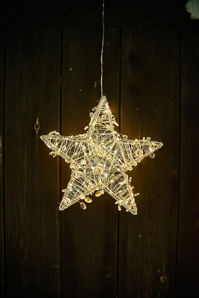 Silver Galaxy Star - Indoor/Outdoor LED Hanging Light - 2 Sizes Available