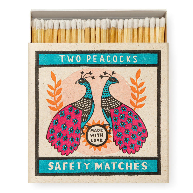 Two Peacocks (B219) - 100 Luxury Safety Matches - Archivist