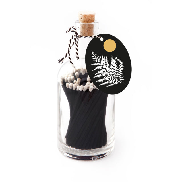 Black Fern (GB68) - Glass Bottle - 125 Luxury Safety Matches - Archivist