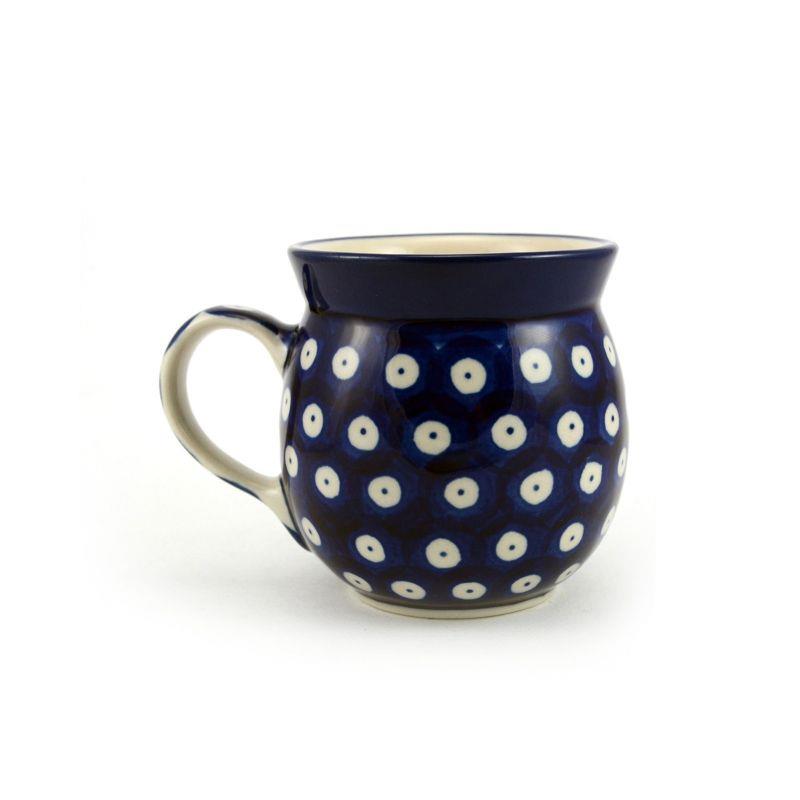 Small Round Mug - Blue Eyes/Blue With White Spots - 240ml - 0005-0070AX - Polish Pottery
