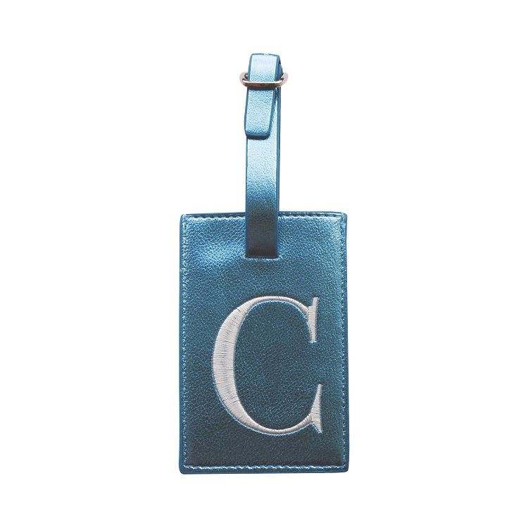 Bombay Duck - Monogrammed Metallic Embroidered Alphabet Luggage Tag - A to Z