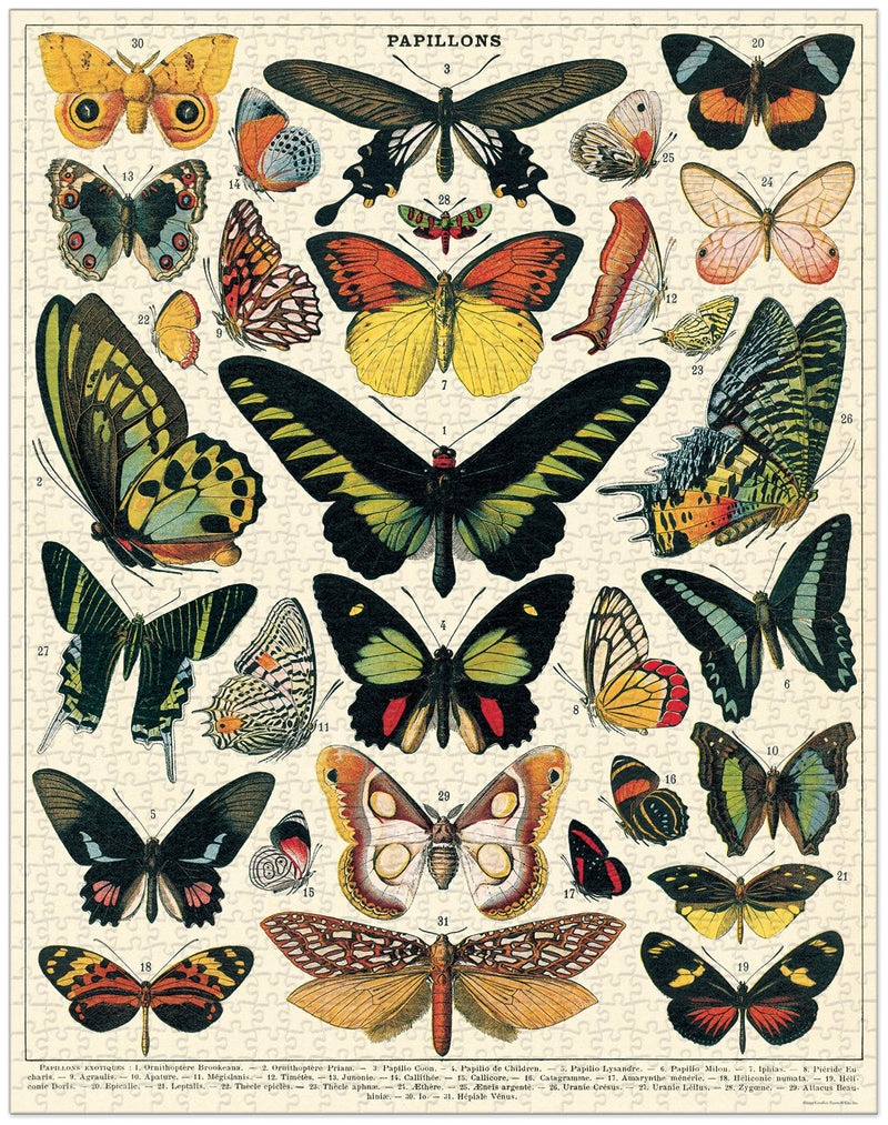 Cavallini - Vintage Jigsaw Puzzle - 1000 Pieces - 55x70cms - Butterflies
