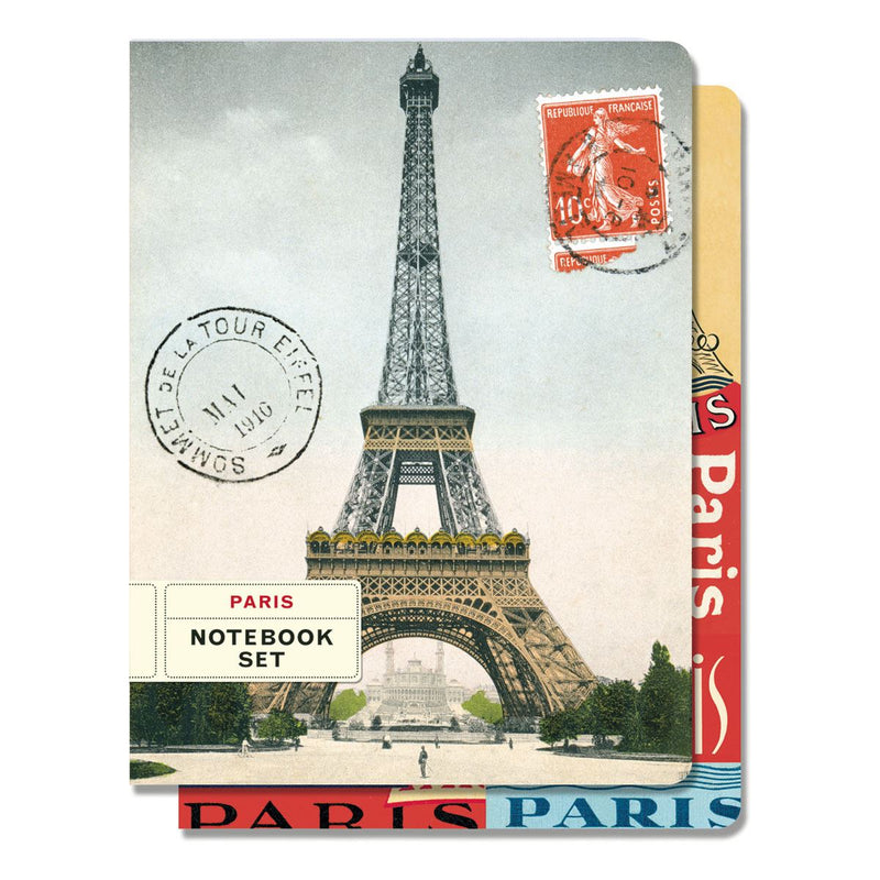 Cavallini - Set of 2 Notebooks 5.5x7.25ins - Paris Eiffel Tower - Lined & Graph Interiors - 96 Pages Per Book