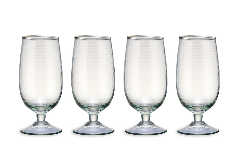 Yala Hammered Wine Glass - Clear Glass - Set of 4 - Nkuku