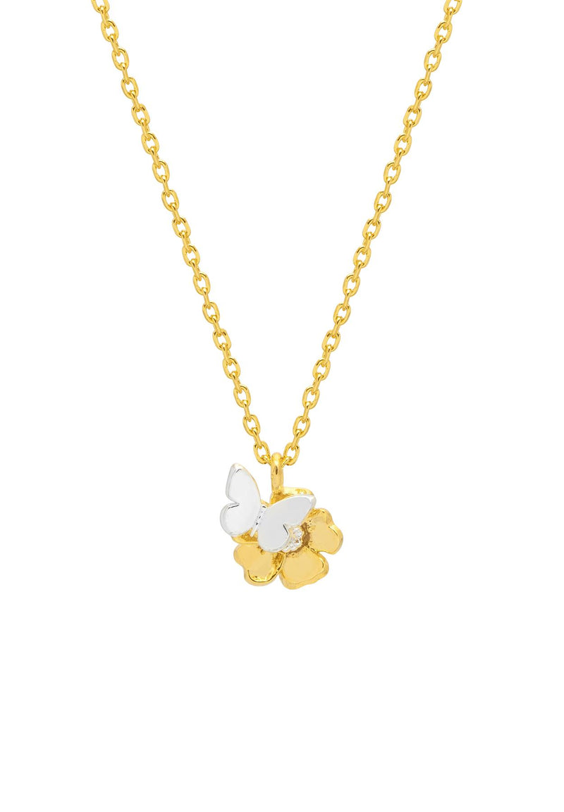 Cherry Blossom & Butterfly Necklace - Gold & Silver Plated - Enjoy The Little Things  - Estella Bartlett