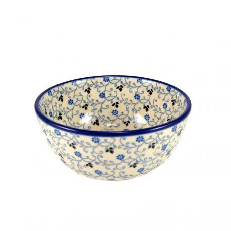 Nibble Bowl - White With Tiny Flowers - 12 x 5.5cms - 0017-1991X - Polish Pottery