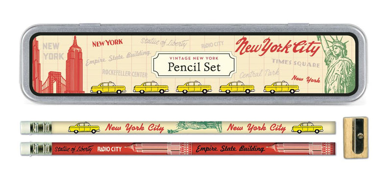 Cavallini - Tin of Pencils - Vintage New York City - 10 Pencils/2 Designs, & Sharpener