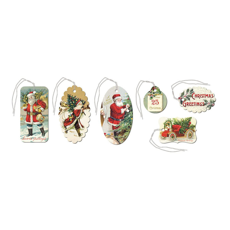 Cavallini - Tin of 36 Glittered Gift Tags - Christmas Santa (HOLCHR)