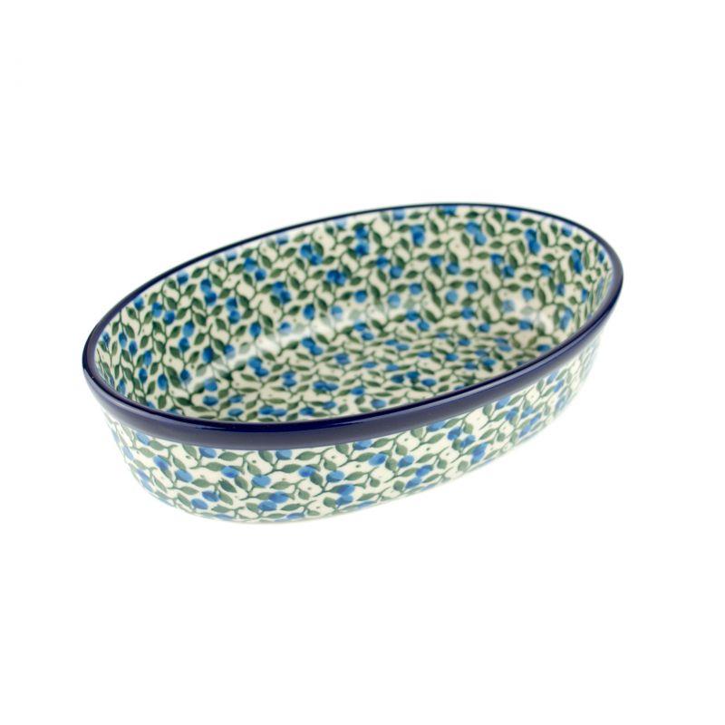 Oval Dish - Blue Berries - 13x20.5x6cms - 0351-1658X - Polish Pottery