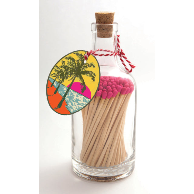 Palm Tree (GB76) - Glass Bottle - 125 Luxury Safety Matches - Archivist