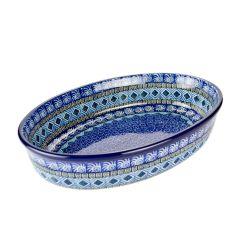Oval Dish - Blue Mosaics - 27x19.5x6cms - 0298-1917X - Polish Pottery