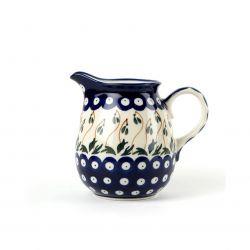 Creamer Milk Jug - Blue Dots With Green Mistletoe - 500ml - 0079-0377BX - Polish Pottery