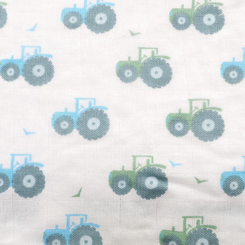Muslins - Tractors/Dinosuars/Stripes - Blues - Pack of 3 - Suitable From Birth - Ziggle