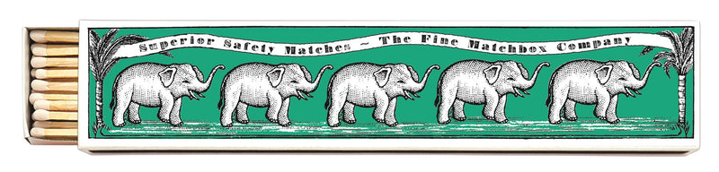 Green Elephants (BX07) - 45 Luxury Safety Matches - Archivist