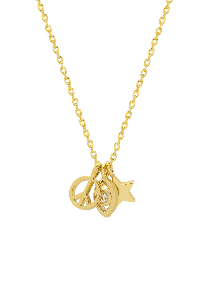 Trio Of Charms Necklace - Gold Plated - Lucky - Estella Bartlett