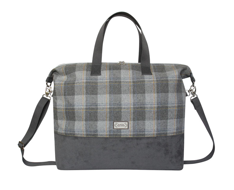 Earth Squared - Tweed Weekend Bag/Cabin Bag - Tweed Wool - Fidra - Grey & Mustard - 56x40x19cms