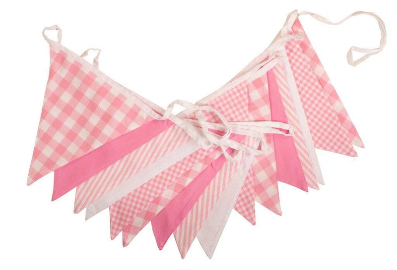 100% Cotton Bunting - Shades of Pink - 10m/33 Double Sided Flags