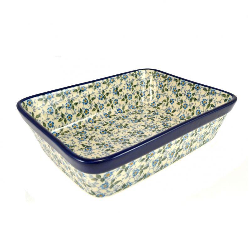Lasagne Dish - Periwinkle/Blue Flowers - 25 x 19.5 x 6.5cms - 0404-2089X - Polish Pottery
