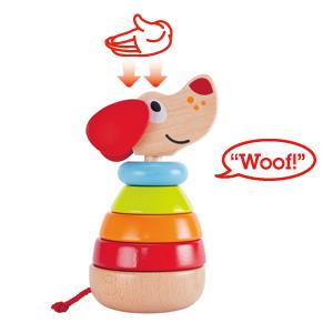 Hape - Pepe & Friends - 6pc Barking Dog Stacker - Wooden Activity Toy